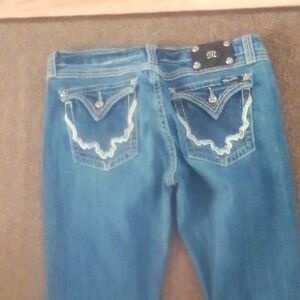 Miss Me Blue Boot Cut Jeans with Embroidered Pockets